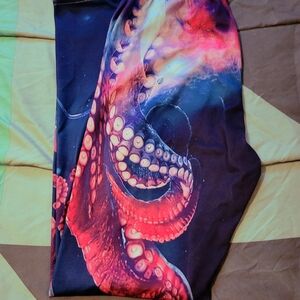Octopus Graphic Leggings — Vibrant Navy & Coral